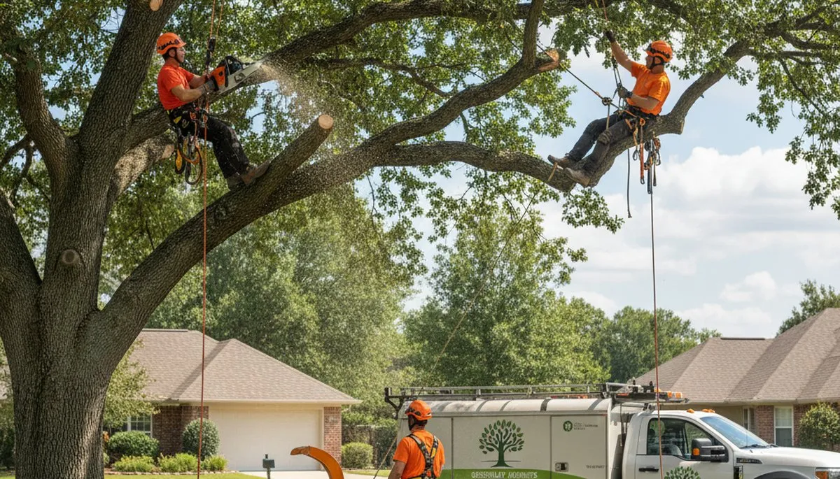 Arborist pruning coastal oak tree in Wilmington, NC for healthy growth and storm damage prevention
